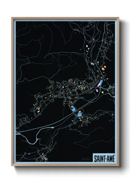 Une affiche de carte sur Saint-Amé