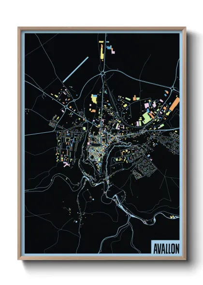 Une affiche de carte sur Avallon