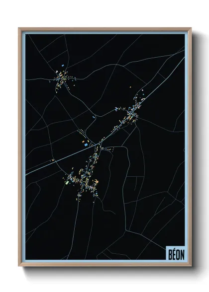 Une affiche de carte sur Béon