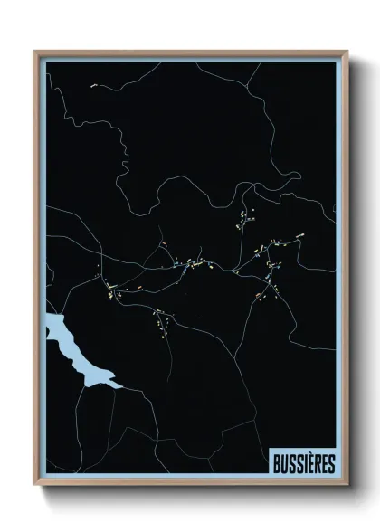 Une affiche de carte sur Bussières