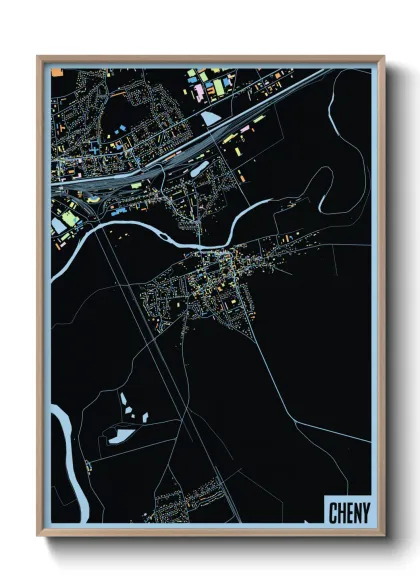 Une affiche de carte sur Cheny