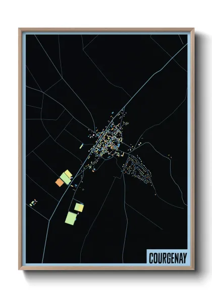 Une affiche de carte sur Courgenay