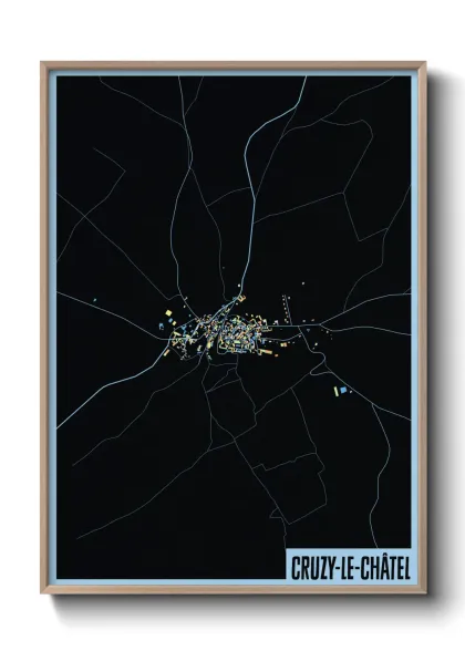 Une affiche de carte sur Cruzy-le-Châtel