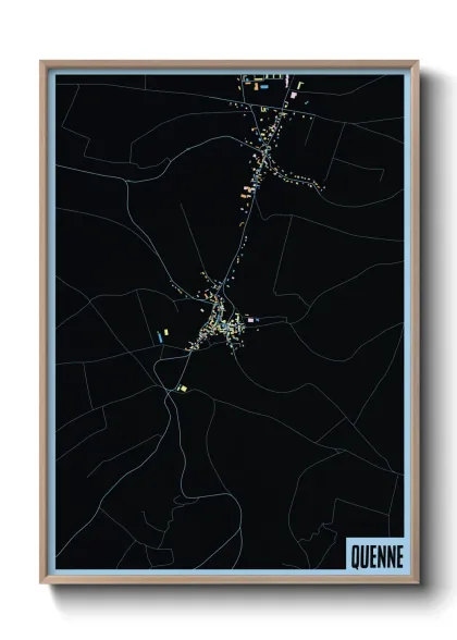 Une affiche de carte sur Quenne
