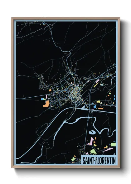 Une affiche de carte sur Saint-Florentin
