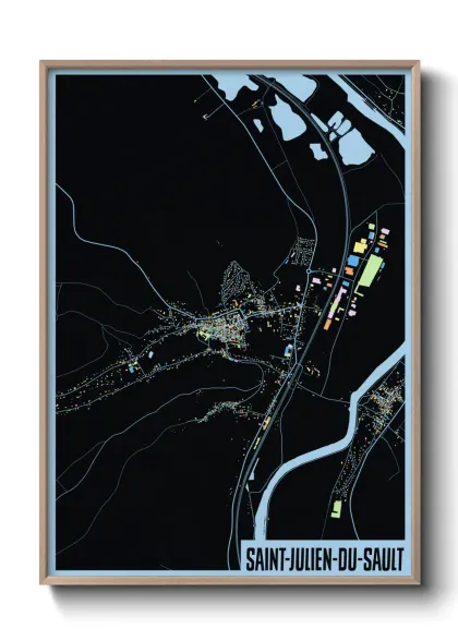 Une affiche de carte sur Saint-Julien-du-Sault