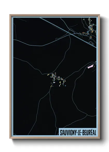 Une affiche de carte sur Sauvigny-le-Beuréal