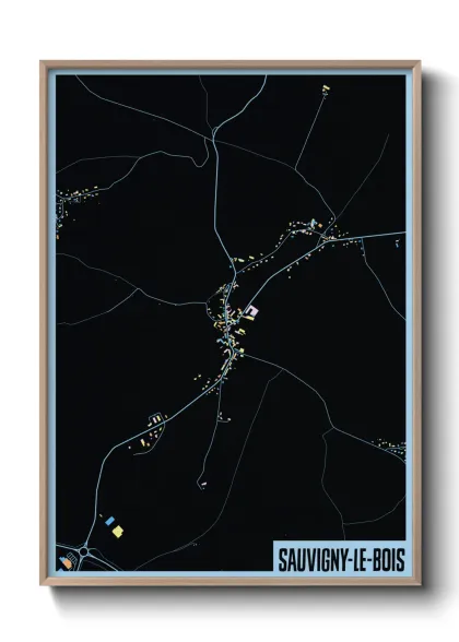 Une affiche de carte sur Sauvigny-le-Bois