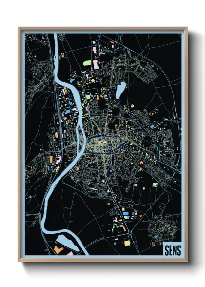 Une affiche de carte sur Sens