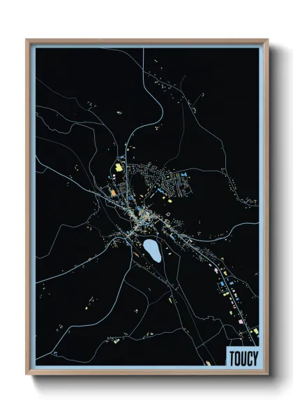 Une affiche de carte sur Toucy