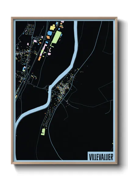 Une affiche de carte sur Villevallier