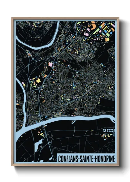 Une affiche de carte sur Conflans-Sainte-Honorine