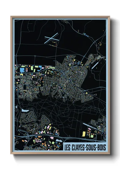 Une affiche de carte sur Les Clayes-sous-Bois