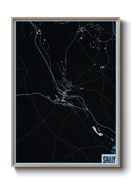 Une affiche de carte sur Sailly