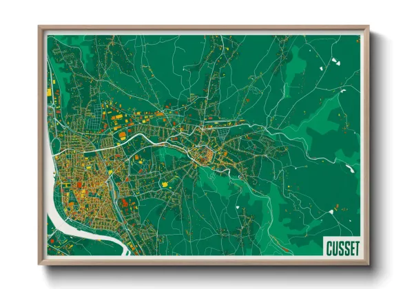 Une affiche de carte sur Cusset