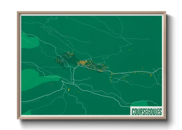 Une affiche de carte sur Coursegoules