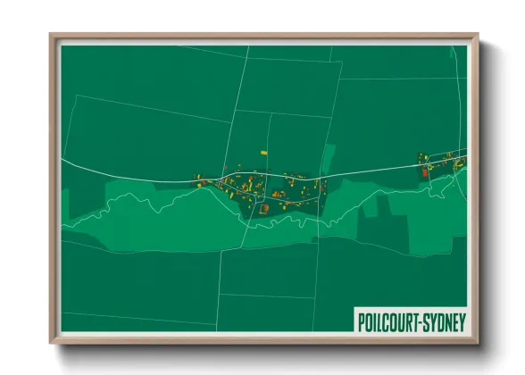 Une affiche de carte sur Poilcourt-Sydney