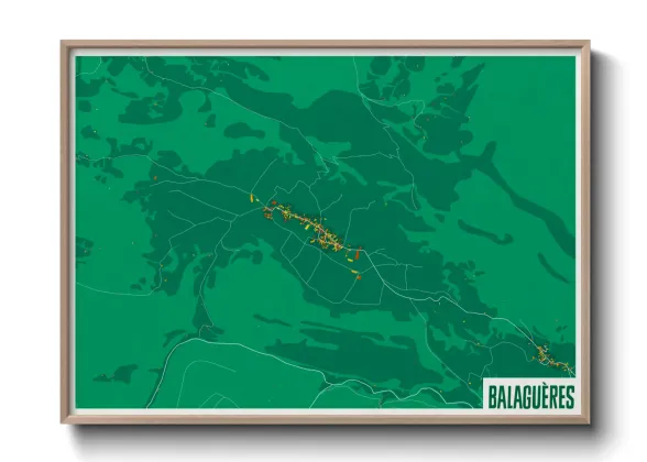 Une affiche de carte sur Balaguères