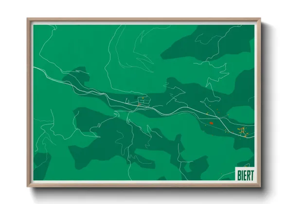 Une affiche de carte sur Biert