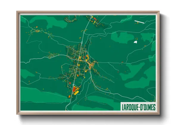 Une affiche de carte sur Laroque-d'Olmes