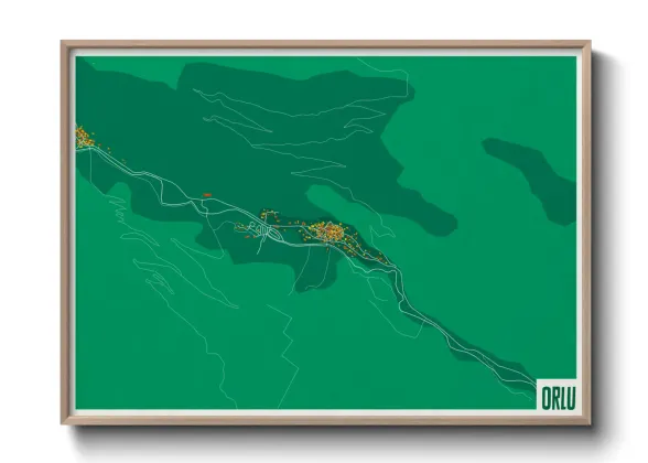 Une affiche de carte sur Orlu