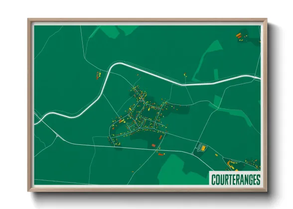 Une affiche de carte sur Courteranges