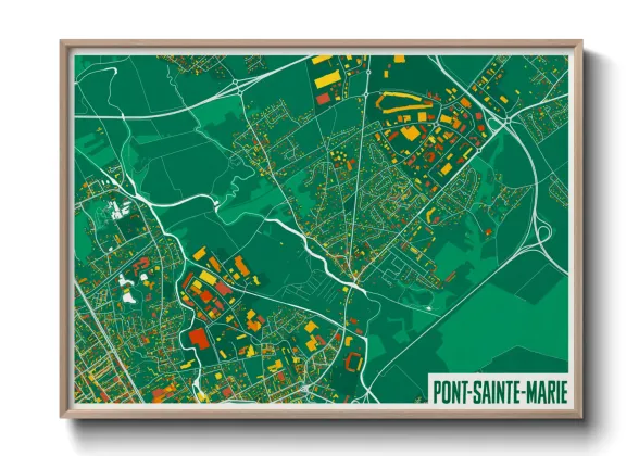 Une affiche de carte sur Pont-Sainte-Marie
