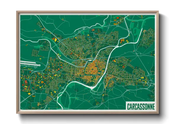 Une affiche de carte sur Carcassonne