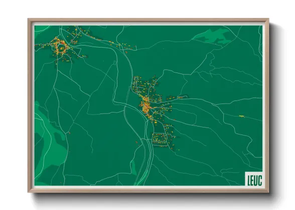 Une affiche de carte sur Leuc