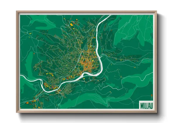 Une affiche de carte sur Millau