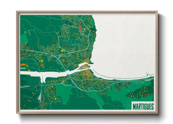 Une affiche de carte sur Martigues