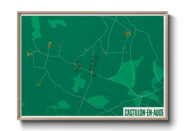 Une affiche de carte sur Castillon-en-Auge
