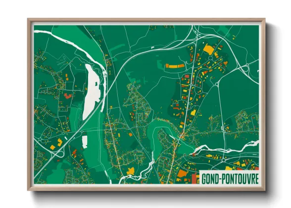 Une affiche de carte sur Gond-Pontouvre