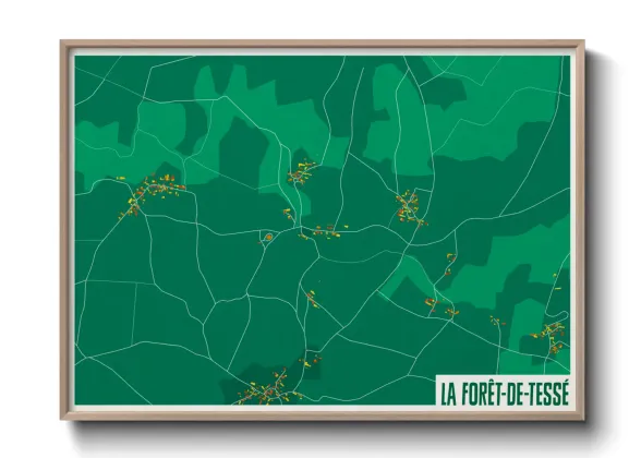 Une affiche de carte sur La Forêt-de-Tessé