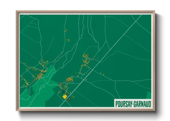 Une affiche de carte sur Poursay-Garnaud