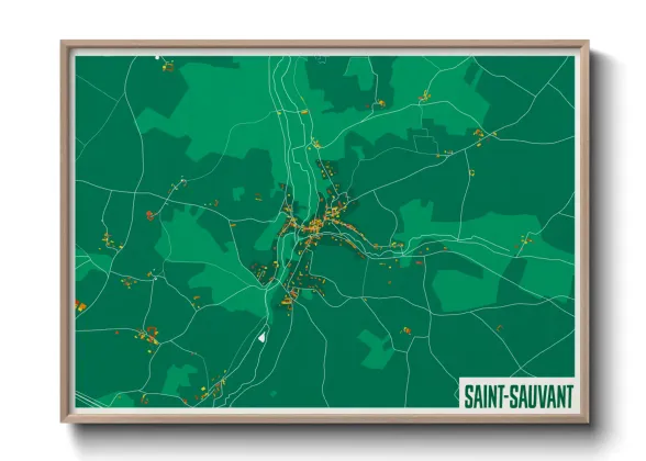 Une affiche de carte sur Saint-Sauvant