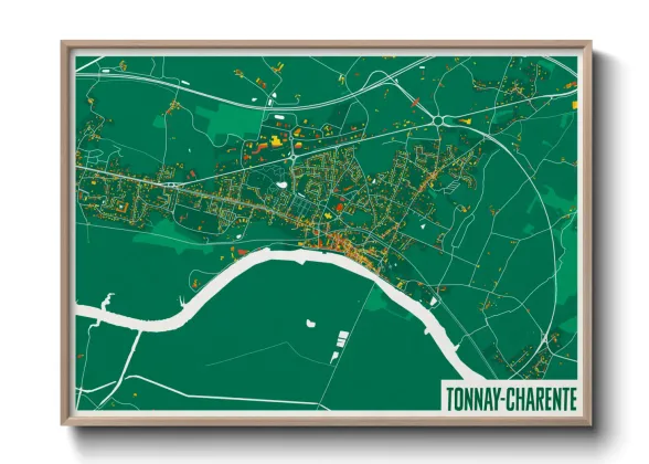 Une affiche de carte sur Tonnay-Charente
