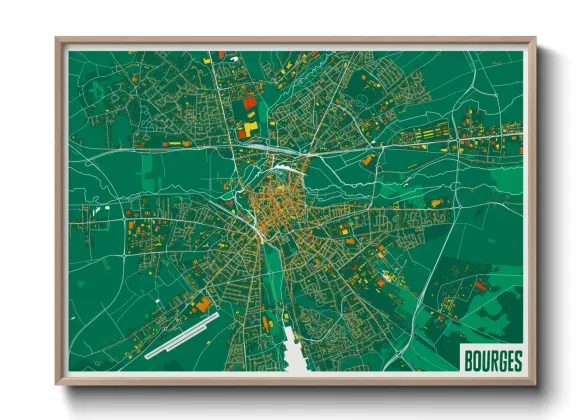Une affiche de carte sur Bourges