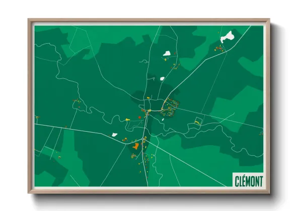 Une affiche de carte sur Clémont