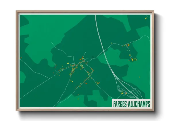 Une affiche de carte sur Farges-Allichamps