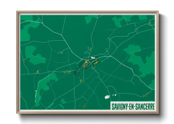 Une affiche de carte sur Savigny-en-Sancerre