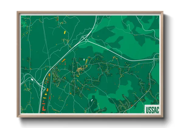 Une affiche de carte sur Ussac