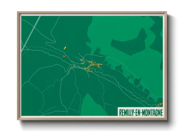 Une affiche de carte sur Remilly-en-Montagne