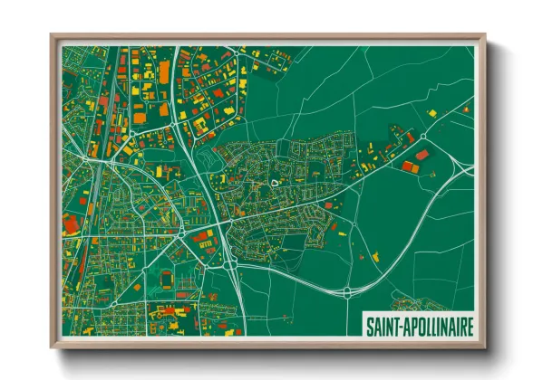 Une affiche de carte sur Saint-Apollinaire