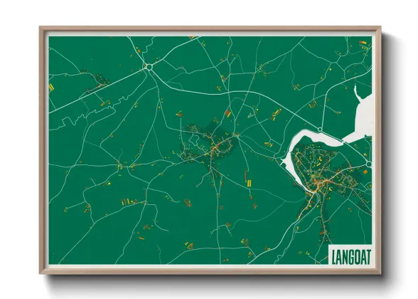 Une affiche de carte sur Langoat