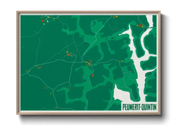 Une affiche de carte sur Peumerit-Quintin