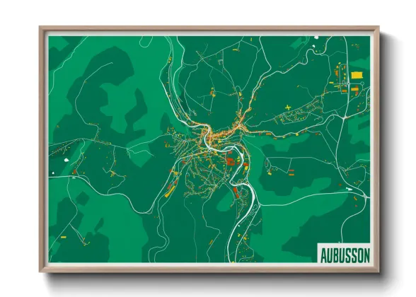 Une affiche de carte sur Aubusson