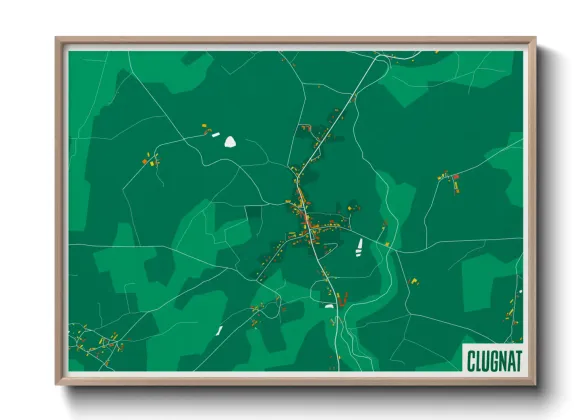 Une affiche de carte sur Clugnat