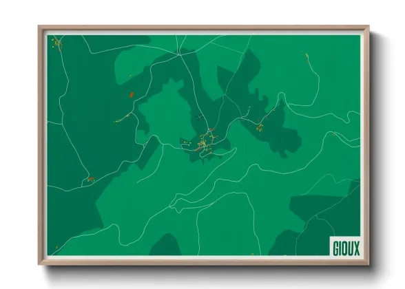 Une affiche de carte sur Gioux