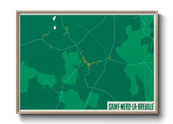 Une affiche de carte sur Saint-Merd-la-Breuille